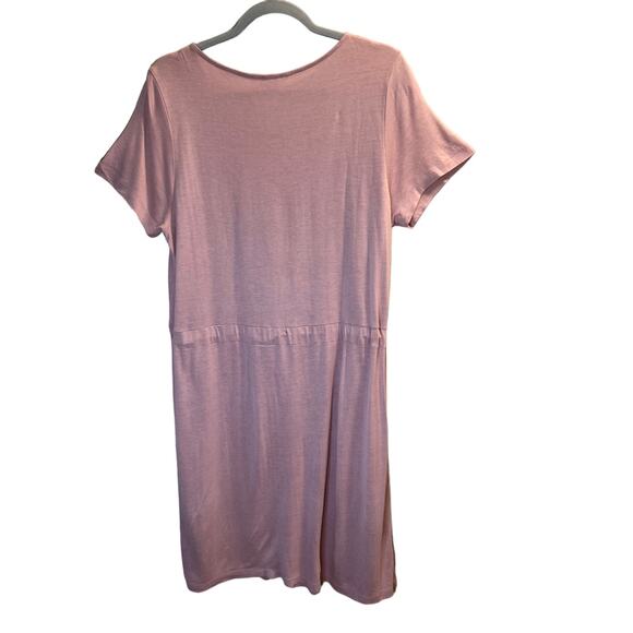 H&M Women's Pale Pink Knit Round Neck Short Sleeve Mini Dress Size Large - Picture 9 of 10